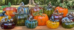 LUKE ADAMS HANDBLOWN GLASS Autumn Green Glass Pumpkin - Medium