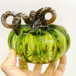 LUKE ADAMS HANDBLOWN GLASS Autumn Green Pumpkin - Assorted Sizes