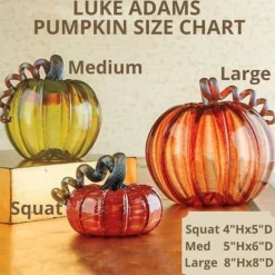 LUKE ADAMS HANDBLOWN GLASS Autumn Green Pumpkin - Assorted Sizes