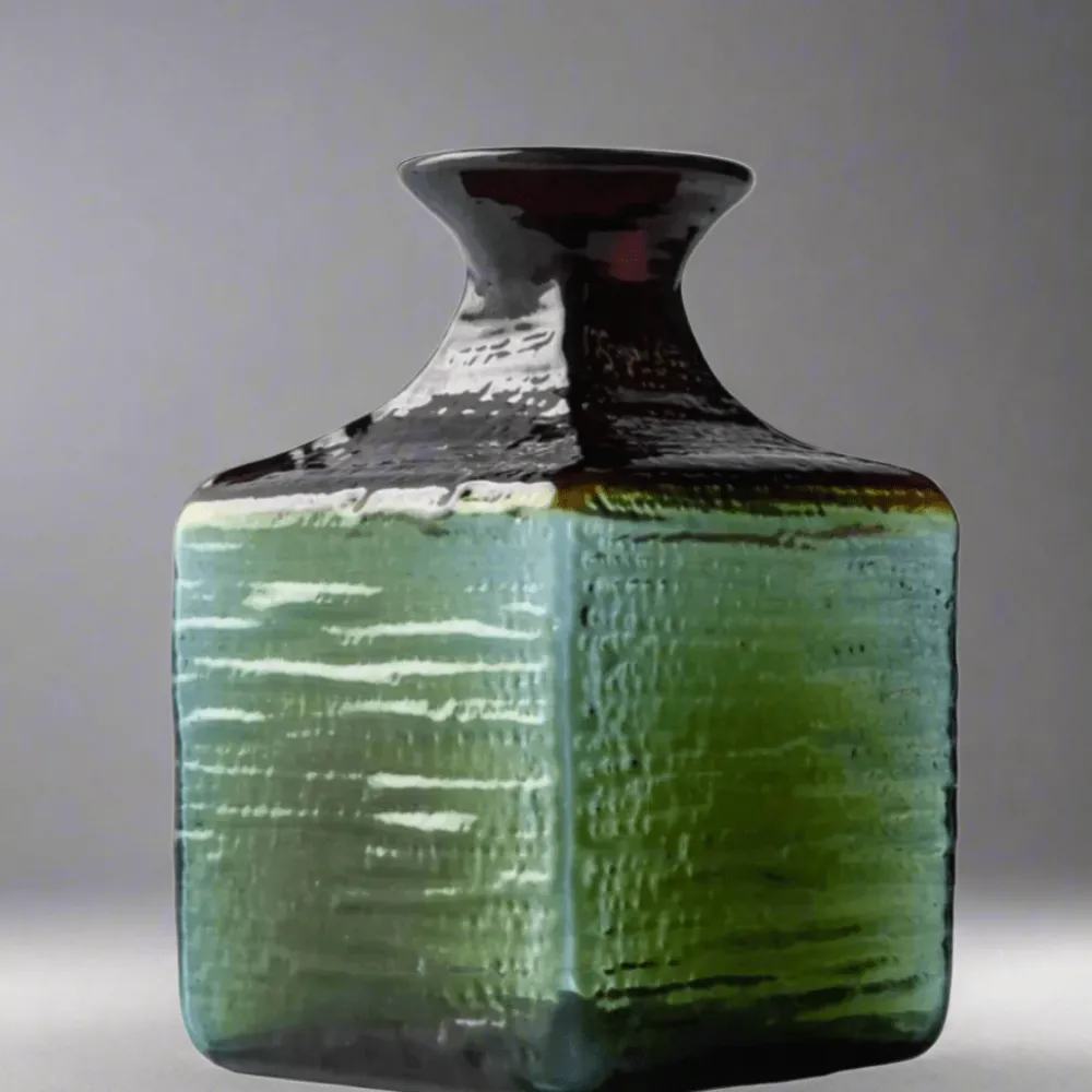 BLENKO GLASS COMPANY Blenko Glass Bud Vase Strata Summer Storm