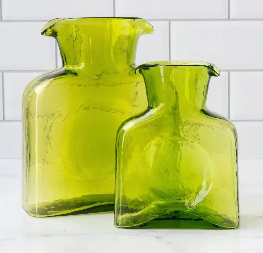 BLENKO GLASS COMPANY Blenko Water Bottle - Olive Water Bottle - Large or Mini