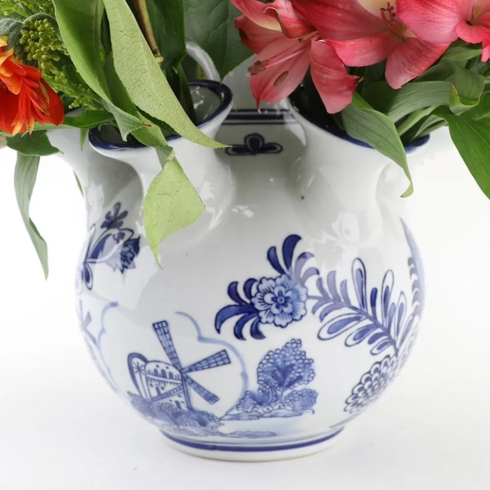Danny's Fine Porcelain Blue and White 9" Porcelain Flower Vase