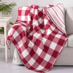 FAIRE LEVTEX HOME Camden Reversible Red Stripe Throw - Red Check Throw