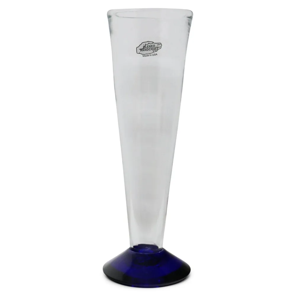 BLENKO GLASS COMPANY Crystal Pilsner with Cobalt Foot