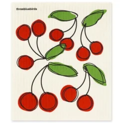 THREE BLUEBIRDS Eco-friendly Swedish Dishcloth - Cherries