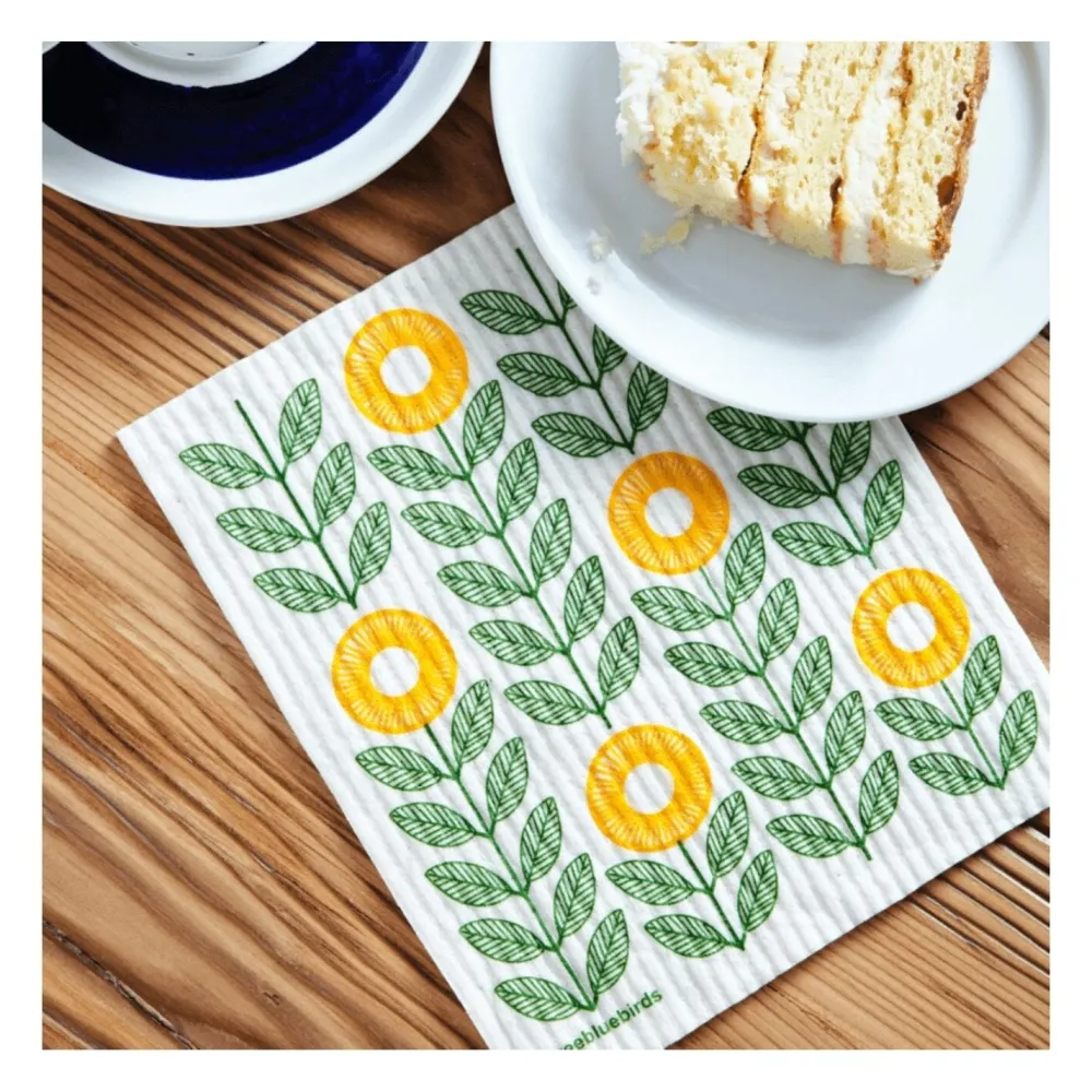 THREE BLUEBIRDS Eco-friendly Swedish Dishcloth - Sunflowers