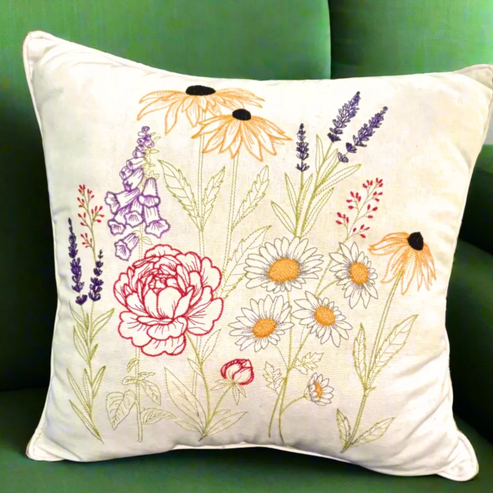 C & F ENTERPRISE Embroidered Botanical Pillow - Mount Vernon Exclusive