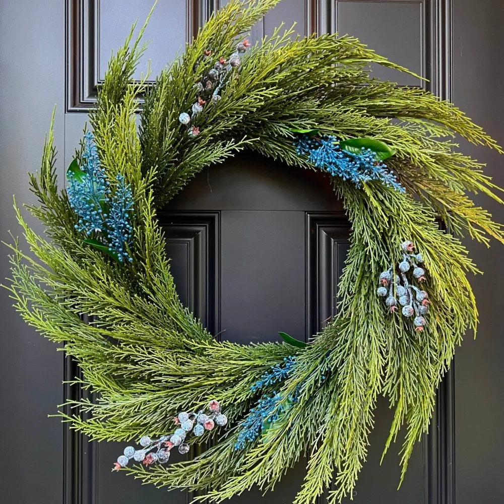 ALLSTATE FLORAL Faux Holiday Wreath - Blueberry Greenery Wreath
