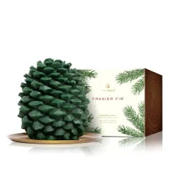Thymes Frasier Fir Pinecone-Shaped Candle with Tray