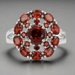 Women Color Craft Inc Garnet Cluster Ring