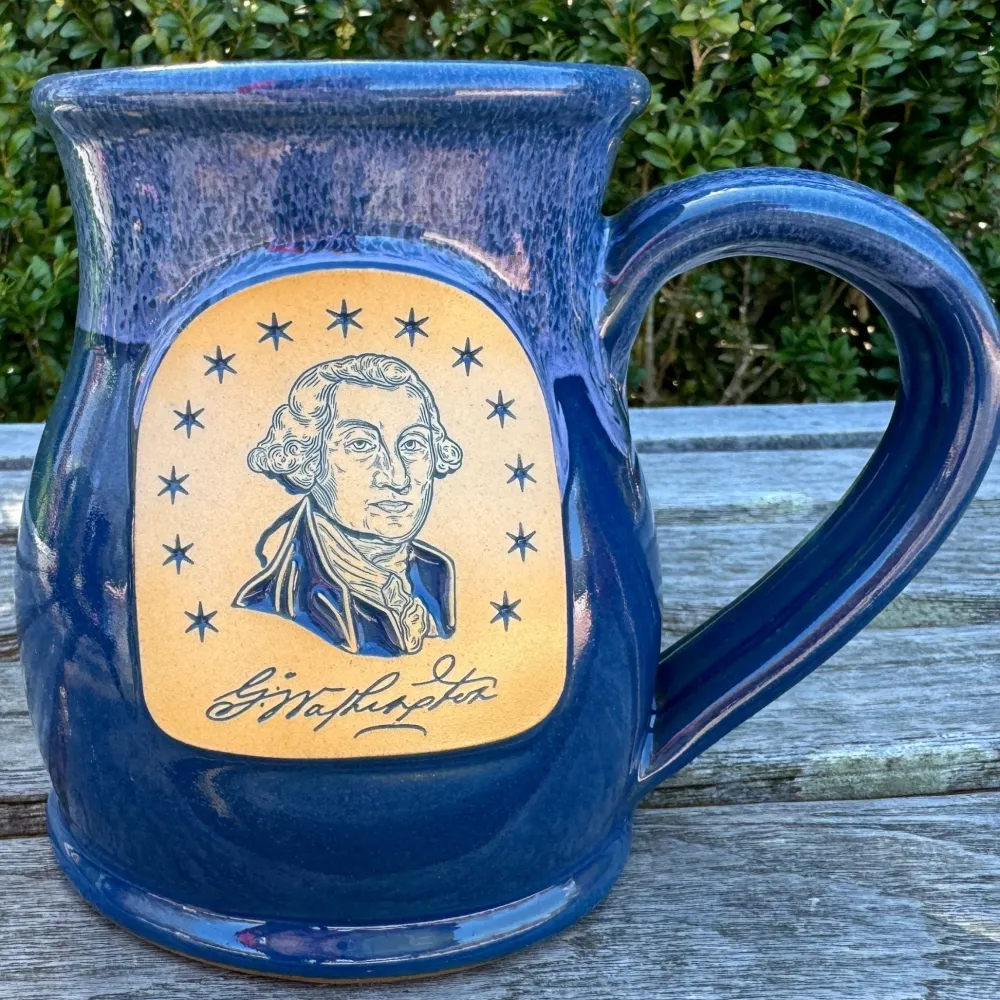DENEEN POTTERY George Washington Signature Mug - Tall Belly Mug - Made In USA