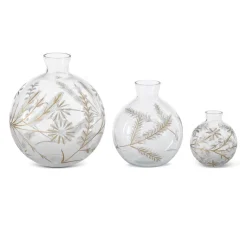 K & K Interiors Glass Floral Etched Vase - Assorted Sizes