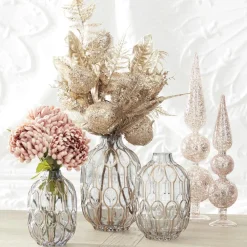 K & K Interiors Gold Embossed Glass Vase - Assorted Sizes