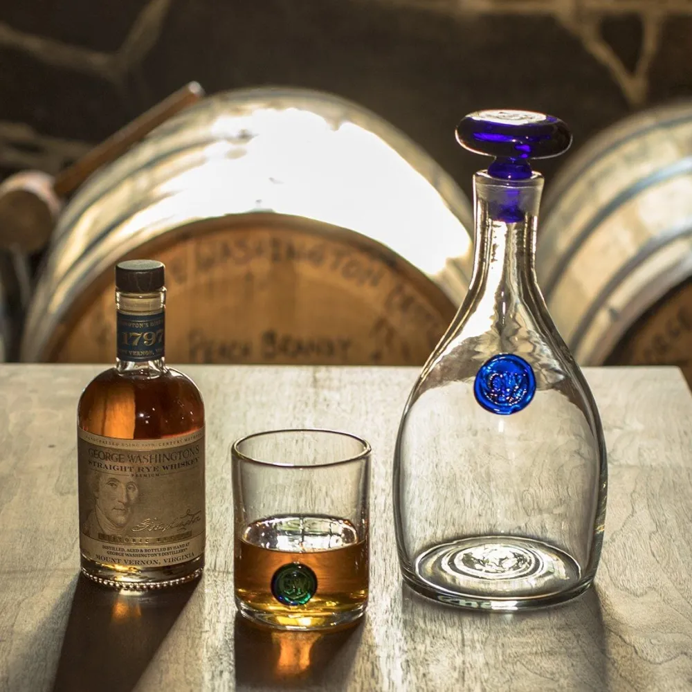 BLENKO GLASS COMPANY GW Decanter with Cobalt Seal