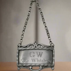 SALISBURY PEWTER GW's Rye Whiskey Pewter Decanter Label