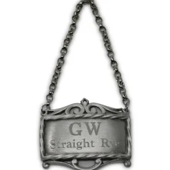SALISBURY PEWTER GW's Straight Whiskey Pewter Decanter Label