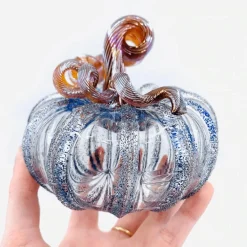 LUKE ADAMS HANDBLOWN GLASS Happily Ever After Glass Pumpkin - Squat
