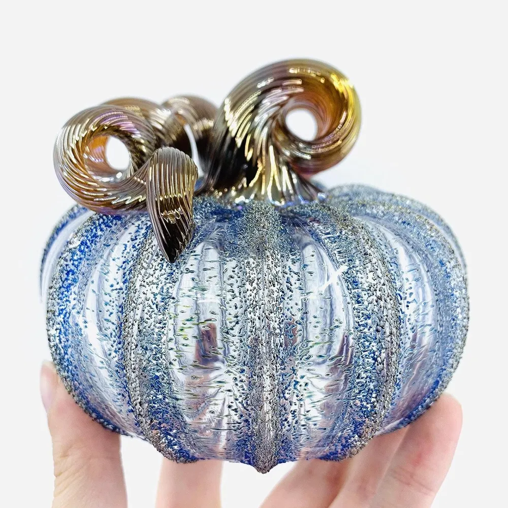 LUKE ADAMS HANDBLOWN GLASS Happily Ever After Glass Pumpkin - Assorted Sizes