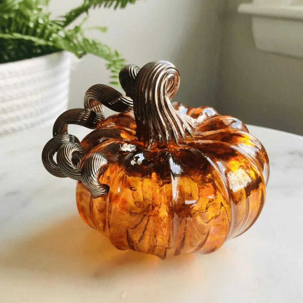 LUKE ADAMS HANDBLOWN GLASS Harvest Glass Pumpkin - Assorted Sizes