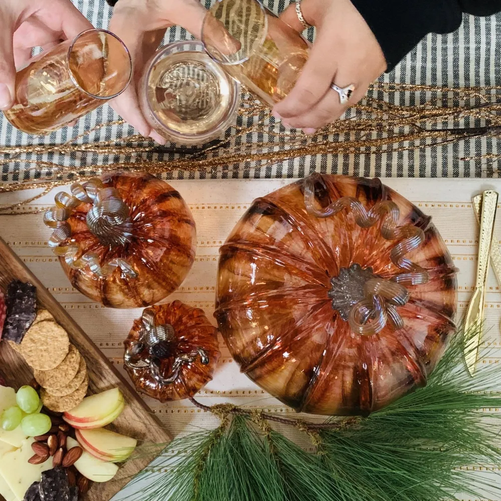 LUKE ADAMS HANDBLOWN GLASS Harvest Glass Pumpkin - Assorted Sizes