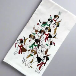 C & F ENTERPRISE Holiday Foxhound Flour Sack Towel
