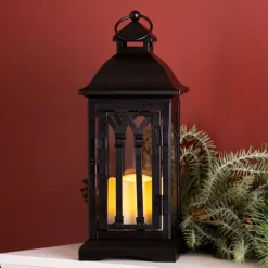 MELROSE INTERNATIONAL LLC Lantern with LED Candle – 12.25” Tall