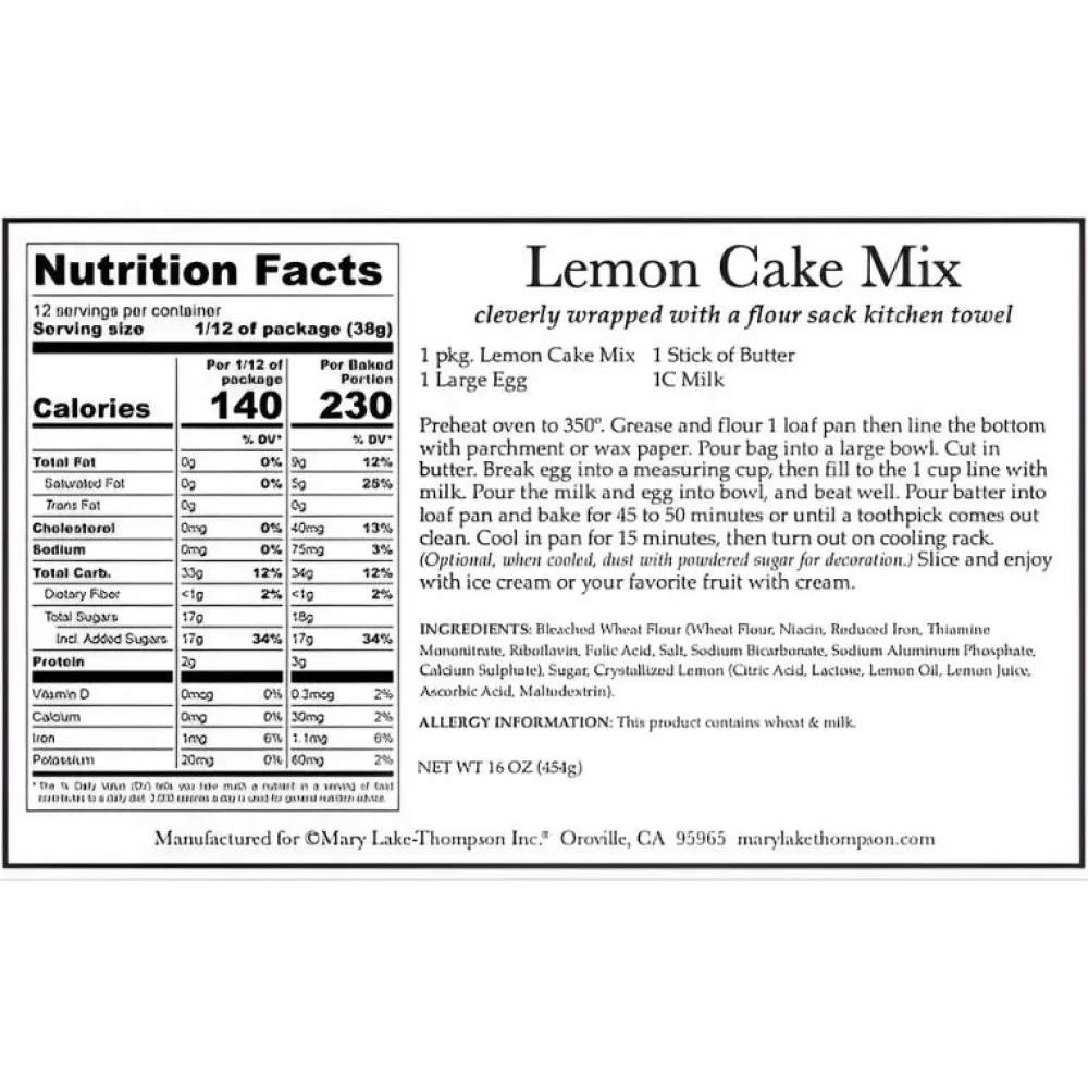 MARY LAKE-THOMPSON LTD Mount Vernon Lemon Cake Mix