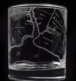 DESIGN MASTER ASSOCIATES Mount Vernon Map Rocks Glass
