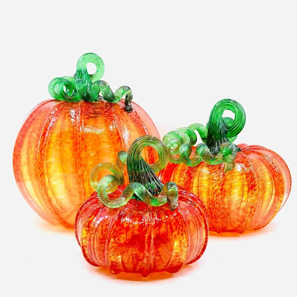 LUKE ADAMS HANDBLOWN GLASS Orange Glass Pumpkin - Luke Adams - Three Sizes