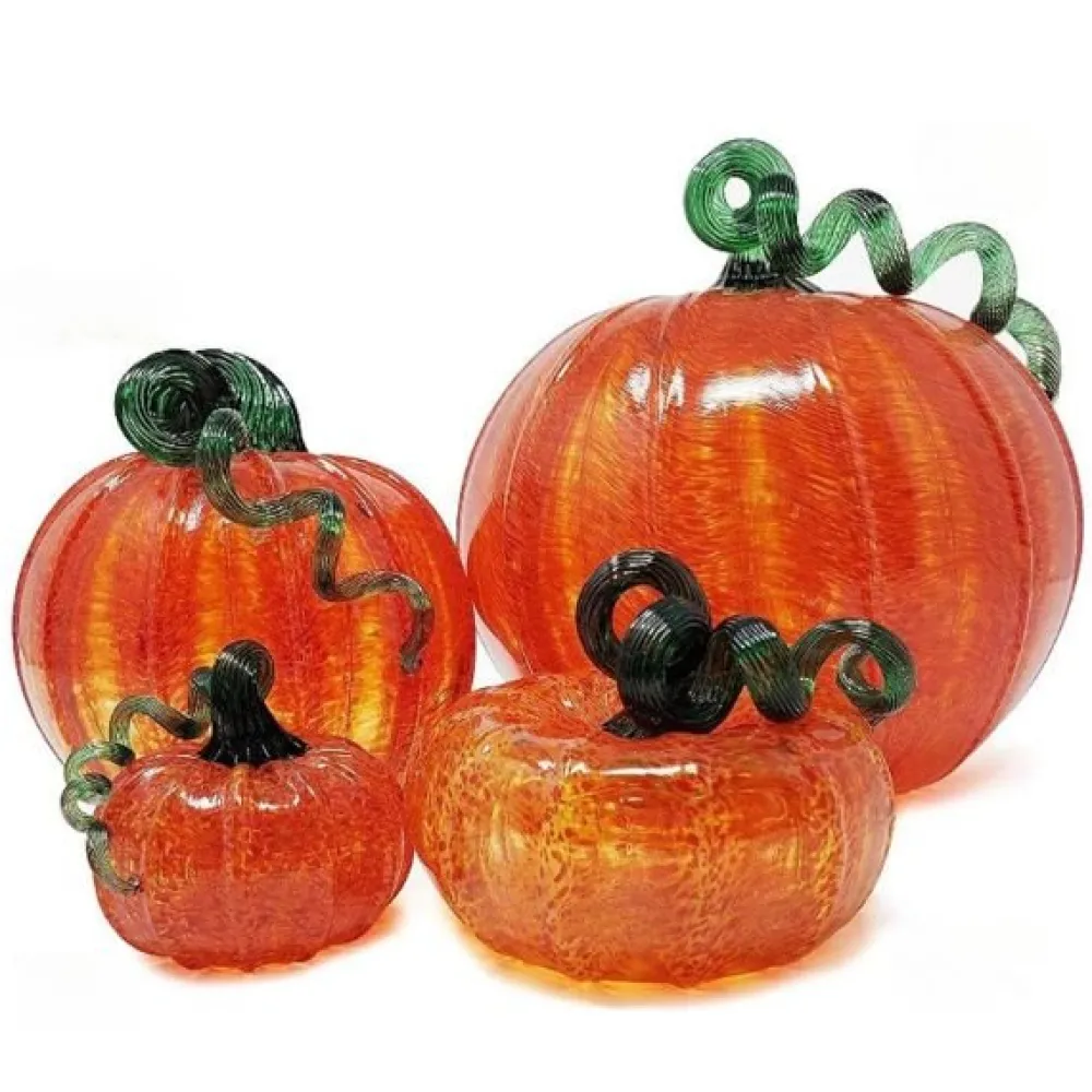 LUKE ADAMS HANDBLOWN GLASS Orange Glass Pumpkin - Luke Adams - Three Sizes