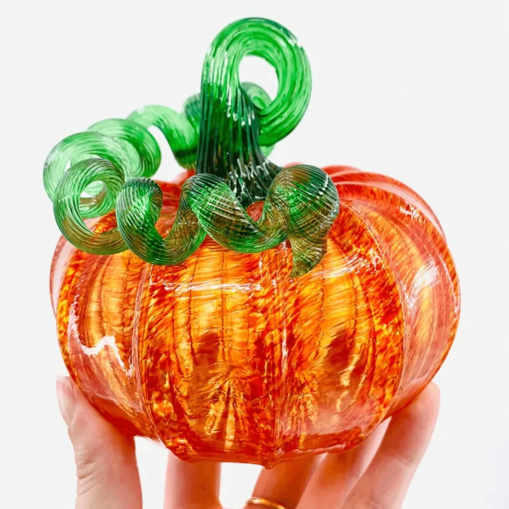 LUKE ADAMS HANDBLOWN GLASS Orange Glass Pumpkin - Luke Adams - Three Sizes