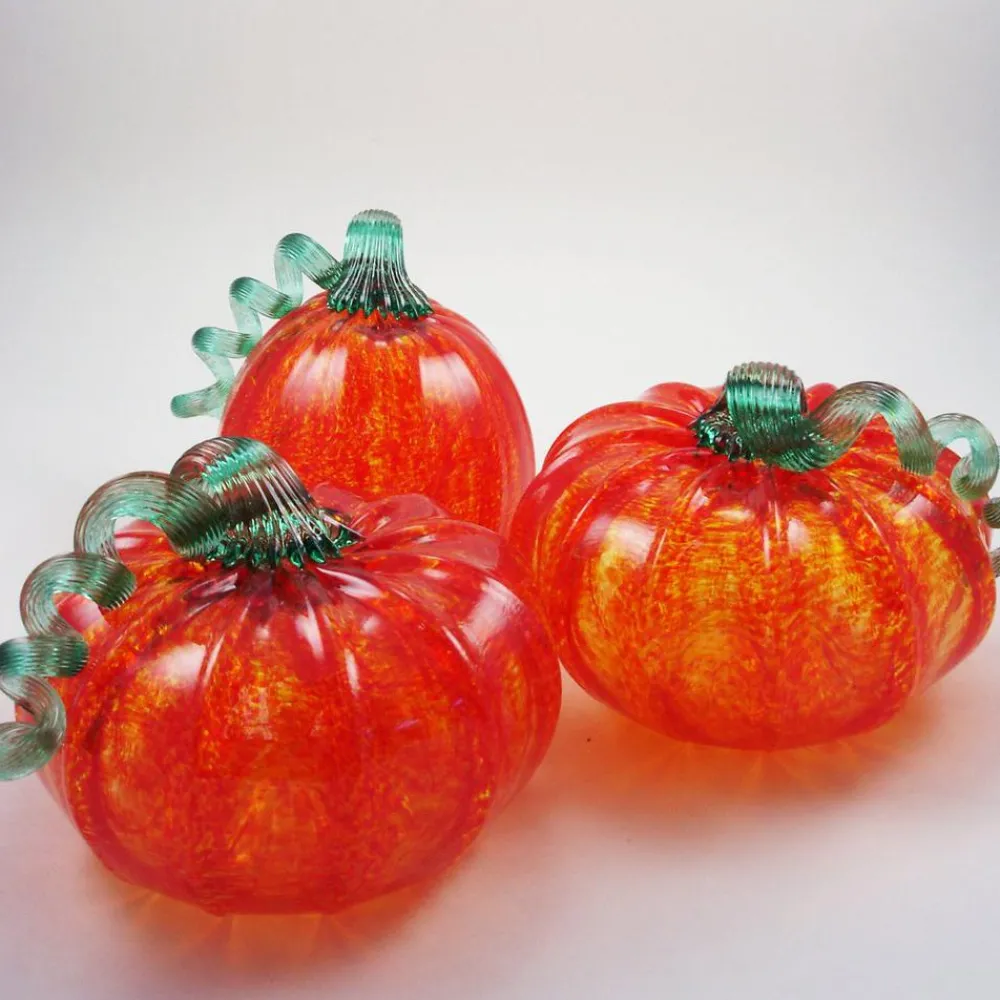 LUKE ADAMS HANDBLOWN GLASS Orange Glass Pumpkin - Luke Adams - Three Sizes
