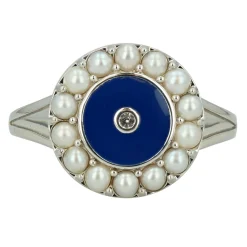 Women Color Craft Inc Pearl & Enamel Ring