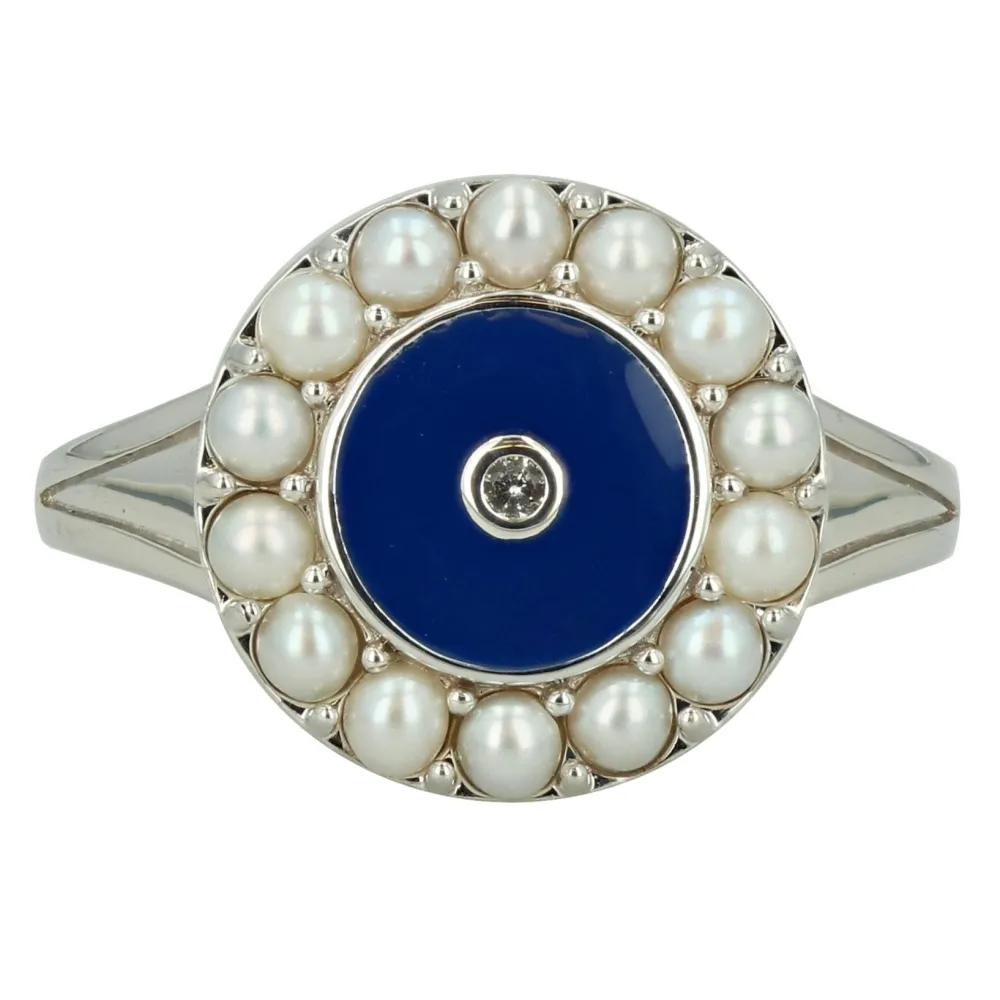 Women Color Craft Inc Pearl & Enamel Ring