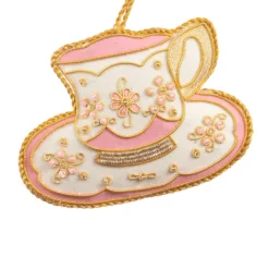 ST NICOLAS LTD. Pink & White Teacup Ornament St. Nicolas