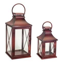 MELROSE INTERNATIONAL LLC Red Metal Lantern