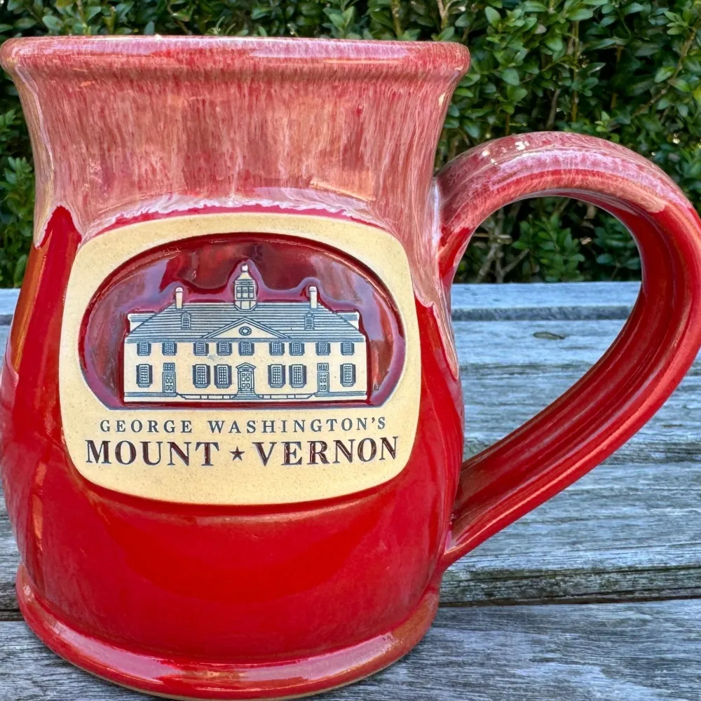 DENEEN POTTERY Red Mount Vernon Tall Belly Mug - Made In USA
