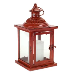 MELROSE INTERNATIONAL LLC Rustic Red Lantern – 13" Tall