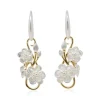 Women Color Craft Inc Sterling Silver & Gold Plated Floral Swirl Earrings