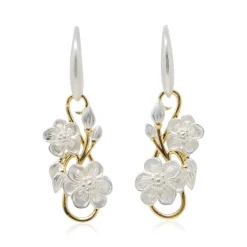 Women Color Craft Inc Sterling Silver & Gold Plated Floral Swirl Earrings