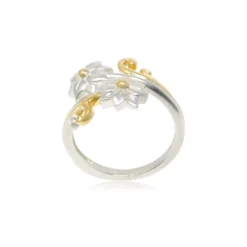 Women Color Craft Inc Sterling Silver & Gold Plated Floral Swirl Ring