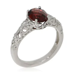 Women Color Craft Inc Sterling Silver and Garnet Ring