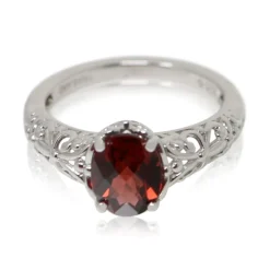 Women Color Craft Inc Sterling Silver and Garnet Ring