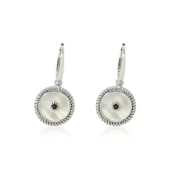 Women Color Craft Inc Sterling Silver and Mother of Pearl Star Button Earrings