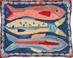 Michaelian Home Swimming Fish Wool Hook Pillow by