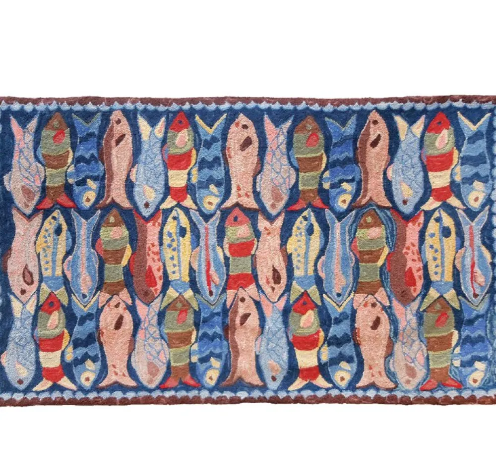Michaelian Home Swimming Fish Wool Rug