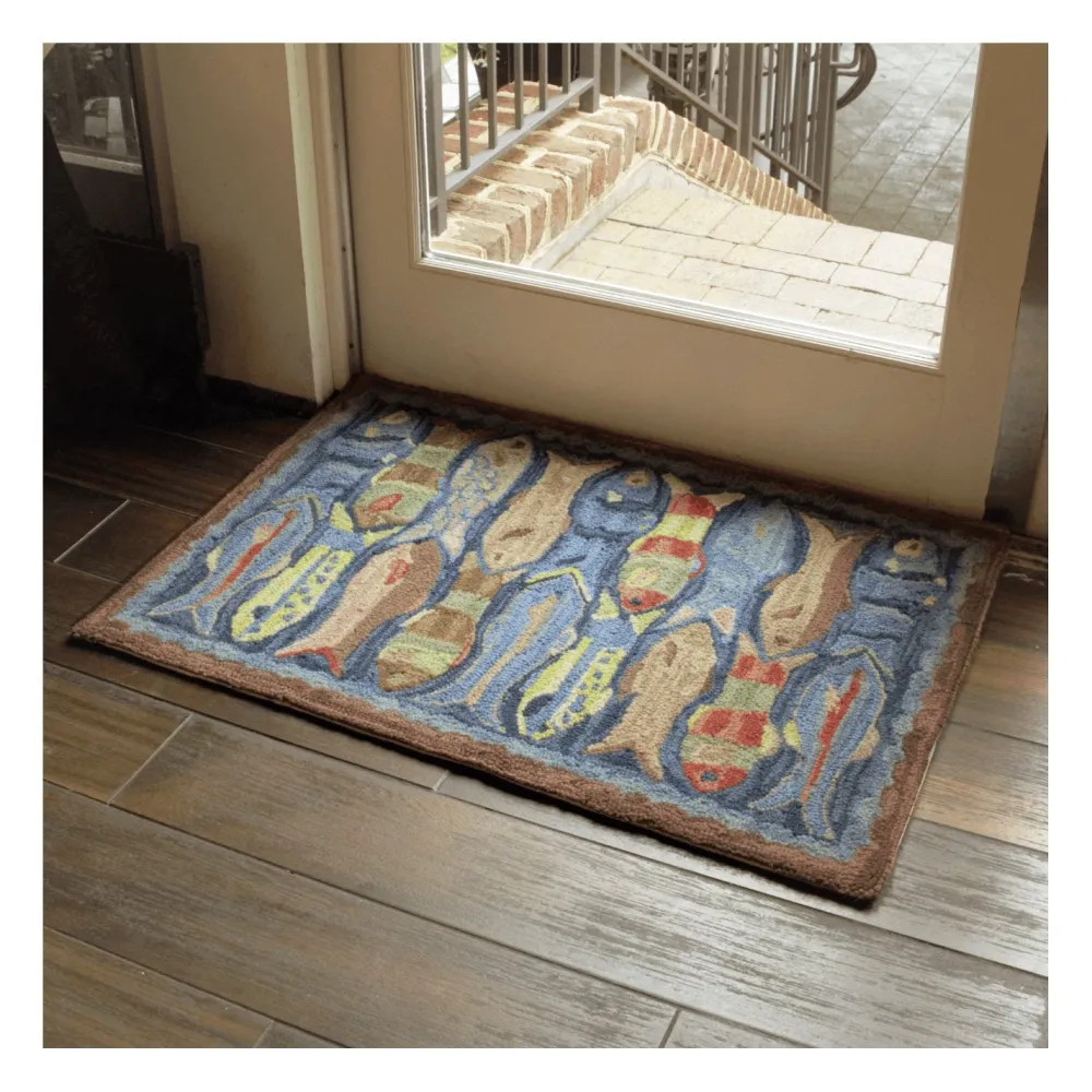 Michaelian Home Swimming Fish Wool Rug