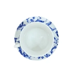 HOME ESSENTIALS Teacup and Saucer Blue Leaf Scroll