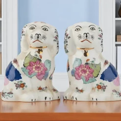 Danny's Fine Porcelain Tobacco Leaf Petite Staffordshire Dog Pair