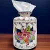 Danny's Fine Porcelain Tobacco Leaf Porcelain Tissue Box Cover Jar